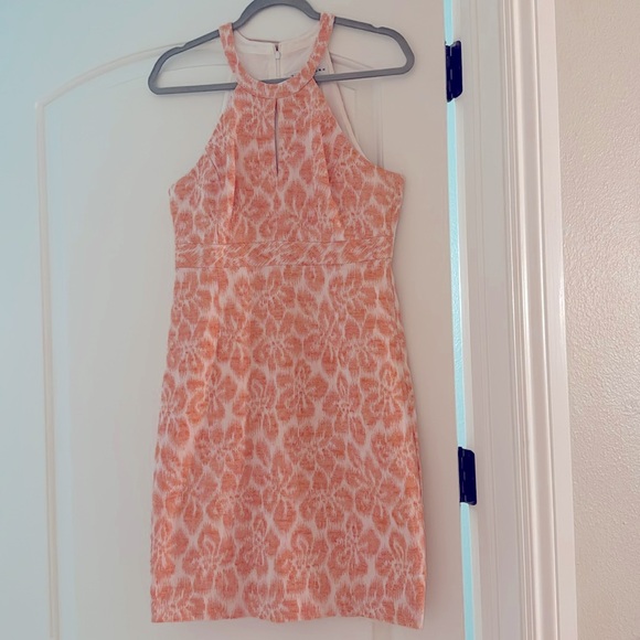 Trina Turk orange and white fitted short dress size 8 - Picture 1 of 11